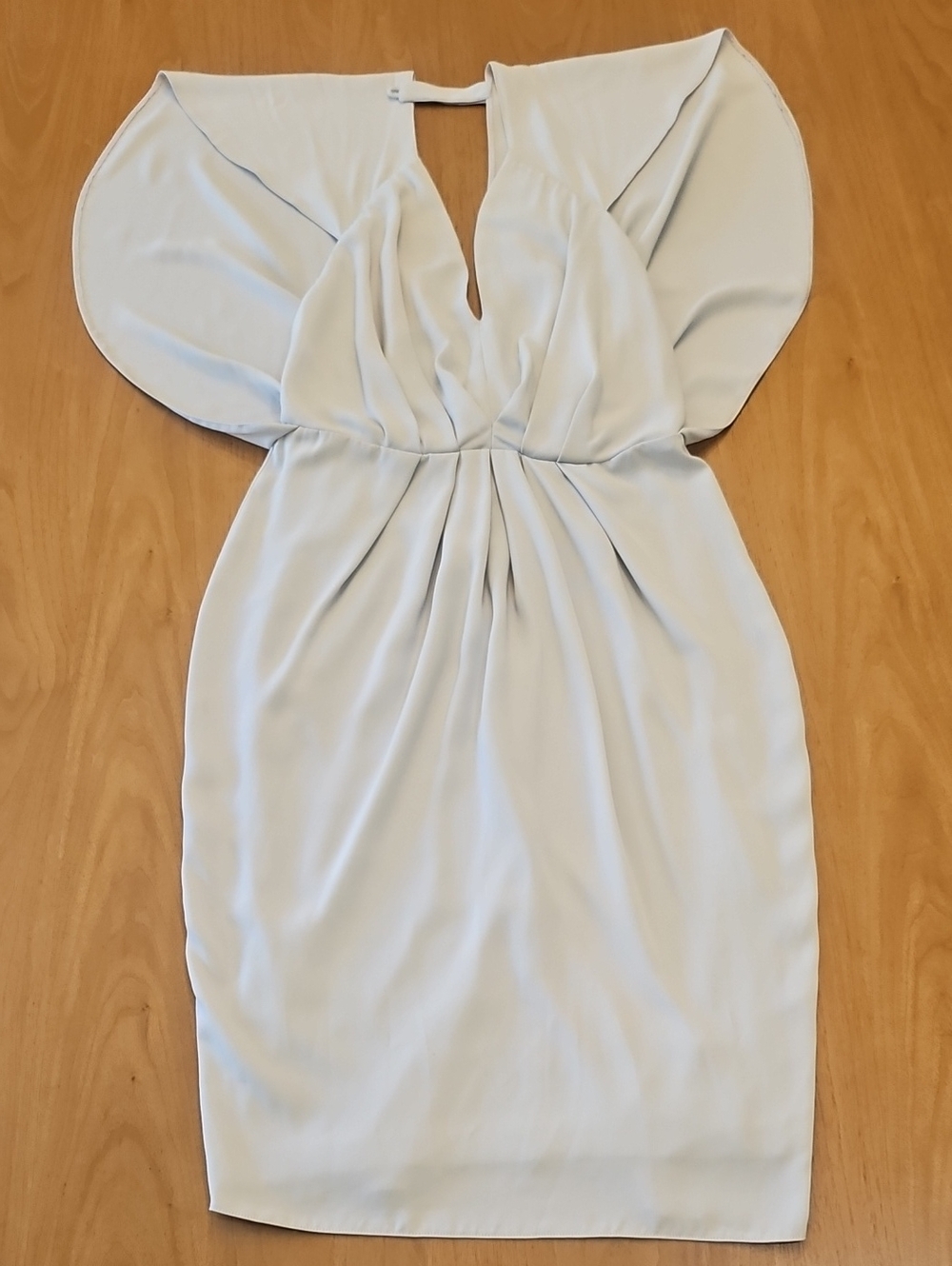 ASOS Dusty Blue/Light Gray Flutter-Sleeve Plunge Mini Dress